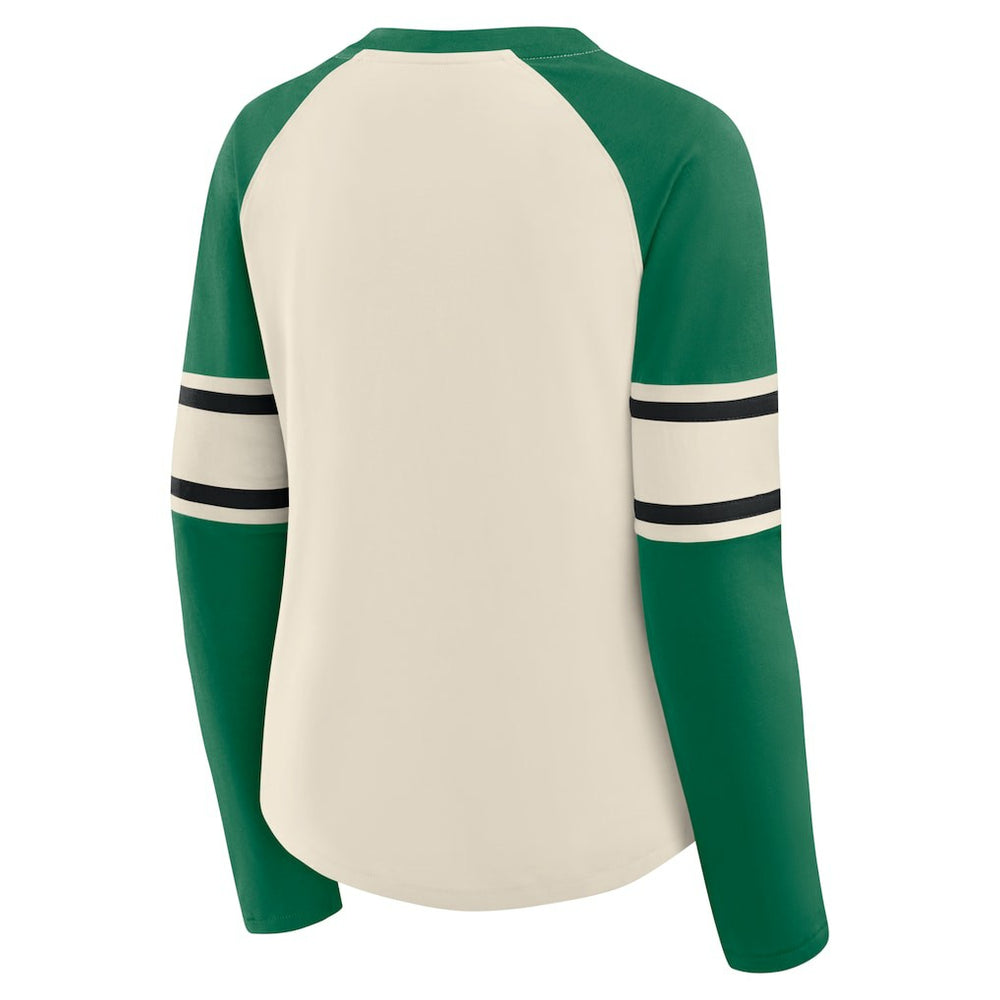 Philadelphia Eagles Fanatics Women's Hometown Gridiron Hero Raglan Lace-Up V-Neck Long Sleeve T-Shirt