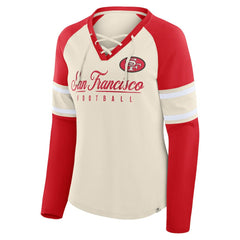 San Francisco 49ers Fanatics Women's Hometown Gridiron Hero Raglan Lace-Up V-Neck Long Sleeve T-Shirt