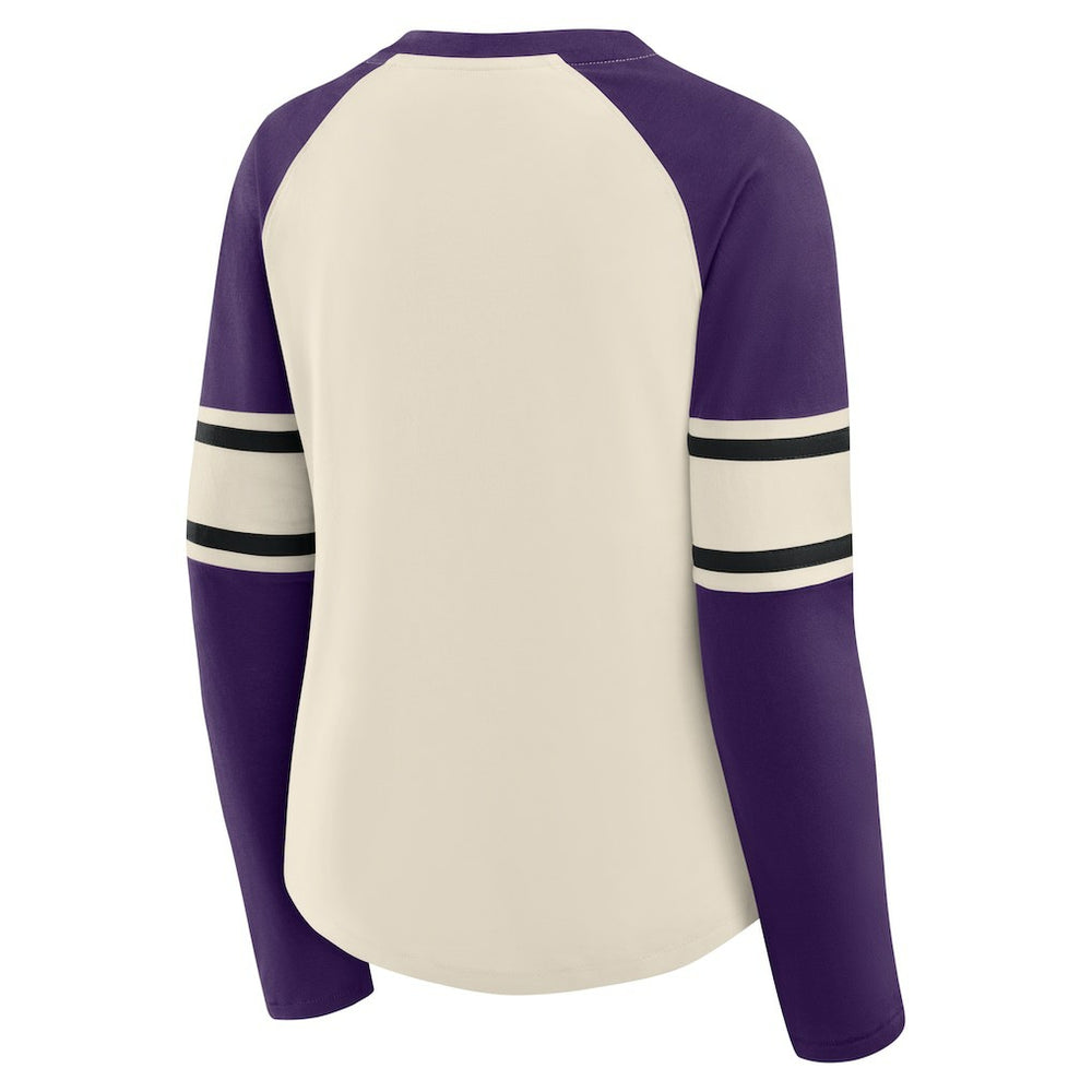 Baltimore Ravens Fanatics Women's Hometown Gridiron Hero Raglan Lace-Up V-Neck Long Sleeve T-Shirt