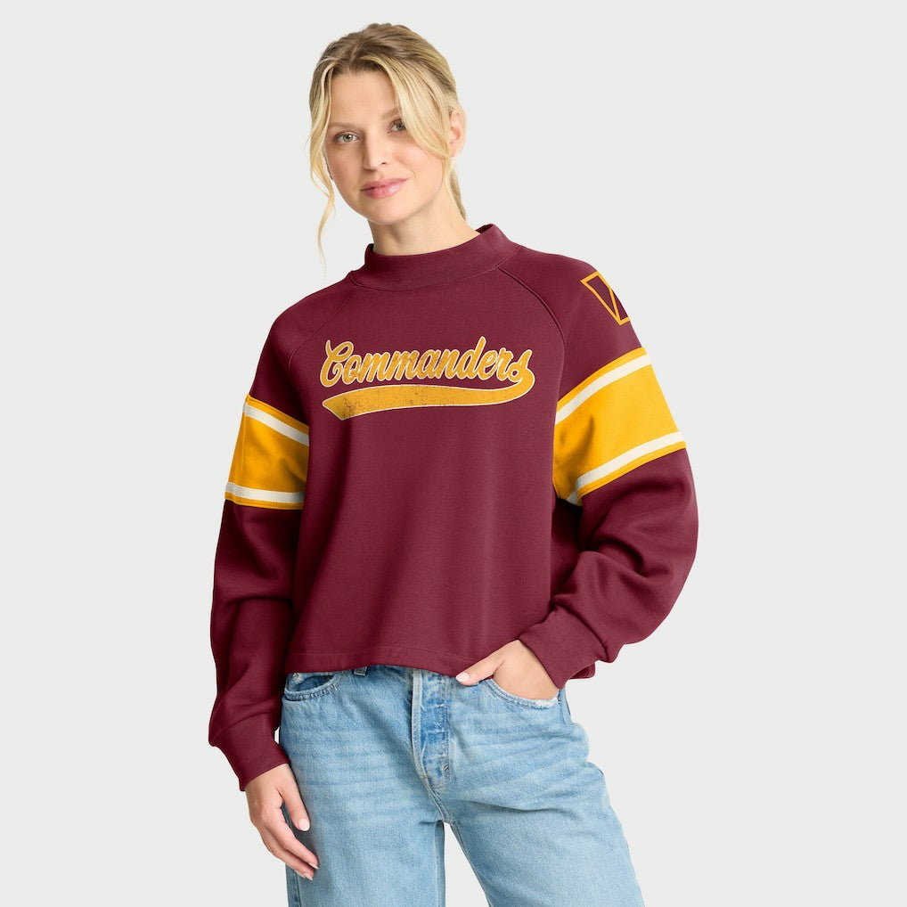 Washington Commanders Fanatics Oversized Hometown Toss Sweep Mock Neck Pullover
