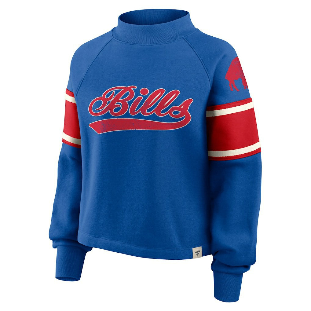 Buffalo Bills Fanatics Oversized Hometown Toss Sweep Mock Neck Pullover
