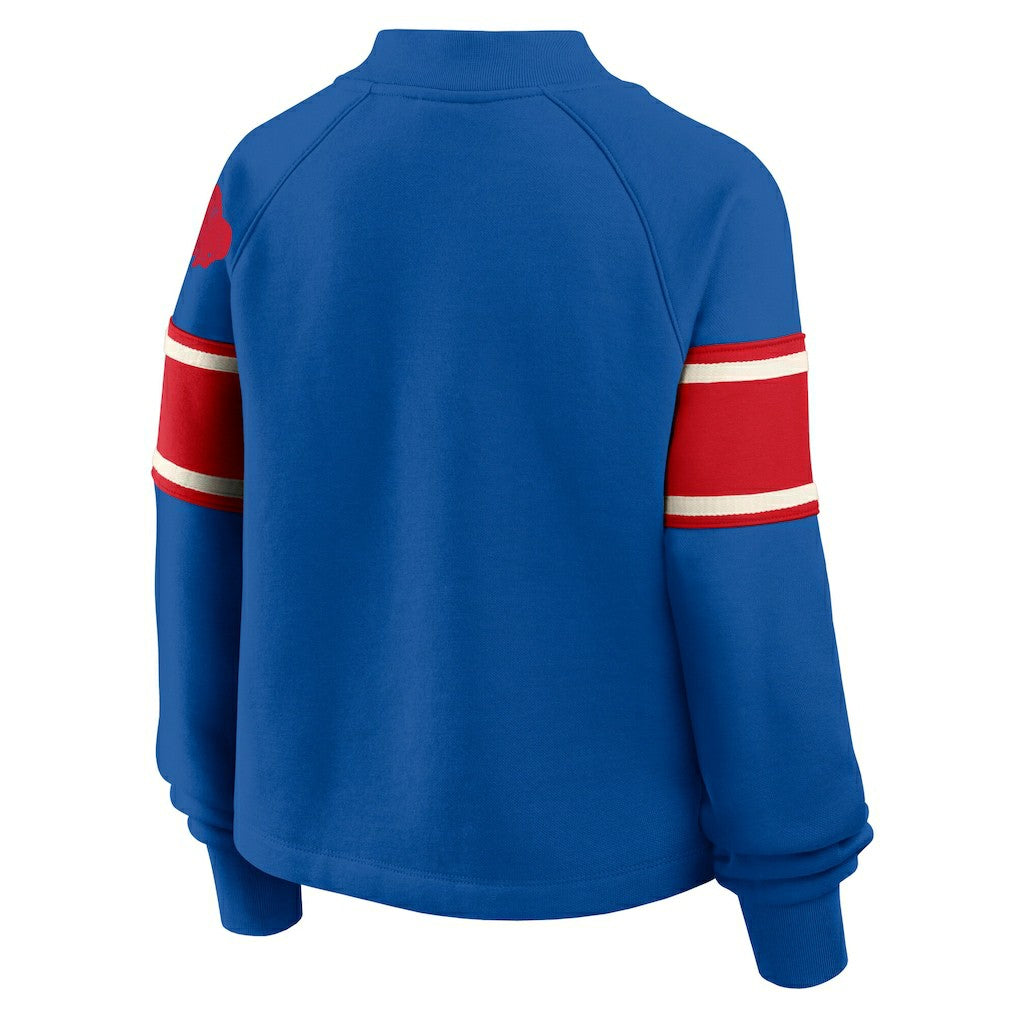 Buffalo Bills Fanatics Oversized Hometown Toss Sweep Mock Neck Pullover