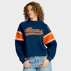 Chicago Bears Fanatics Oversized Hometown Toss Sweep Mock Neck Pullover