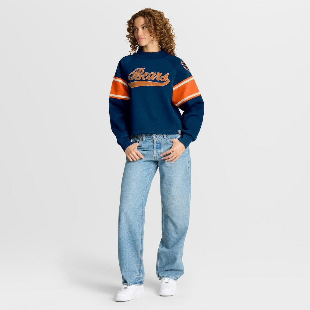 Chicago Bears Fanatics Oversized Hometown Toss Sweep Mock Neck Pullover