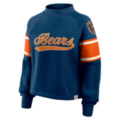 Chicago Bears Fanatics Oversized Hometown Toss Sweep Mock Neck Pullover