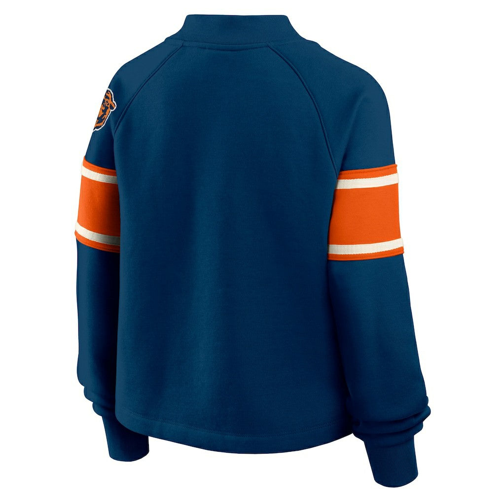 Chicago Bears Fanatics Oversized Hometown Toss Sweep Mock Neck Pullover
