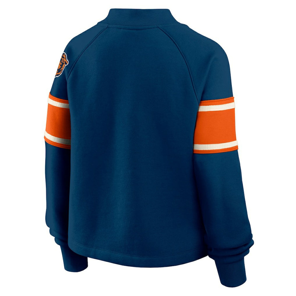 Chicago Bears Fanatics Oversized Hometown Toss Sweep Mock Neck Pullover