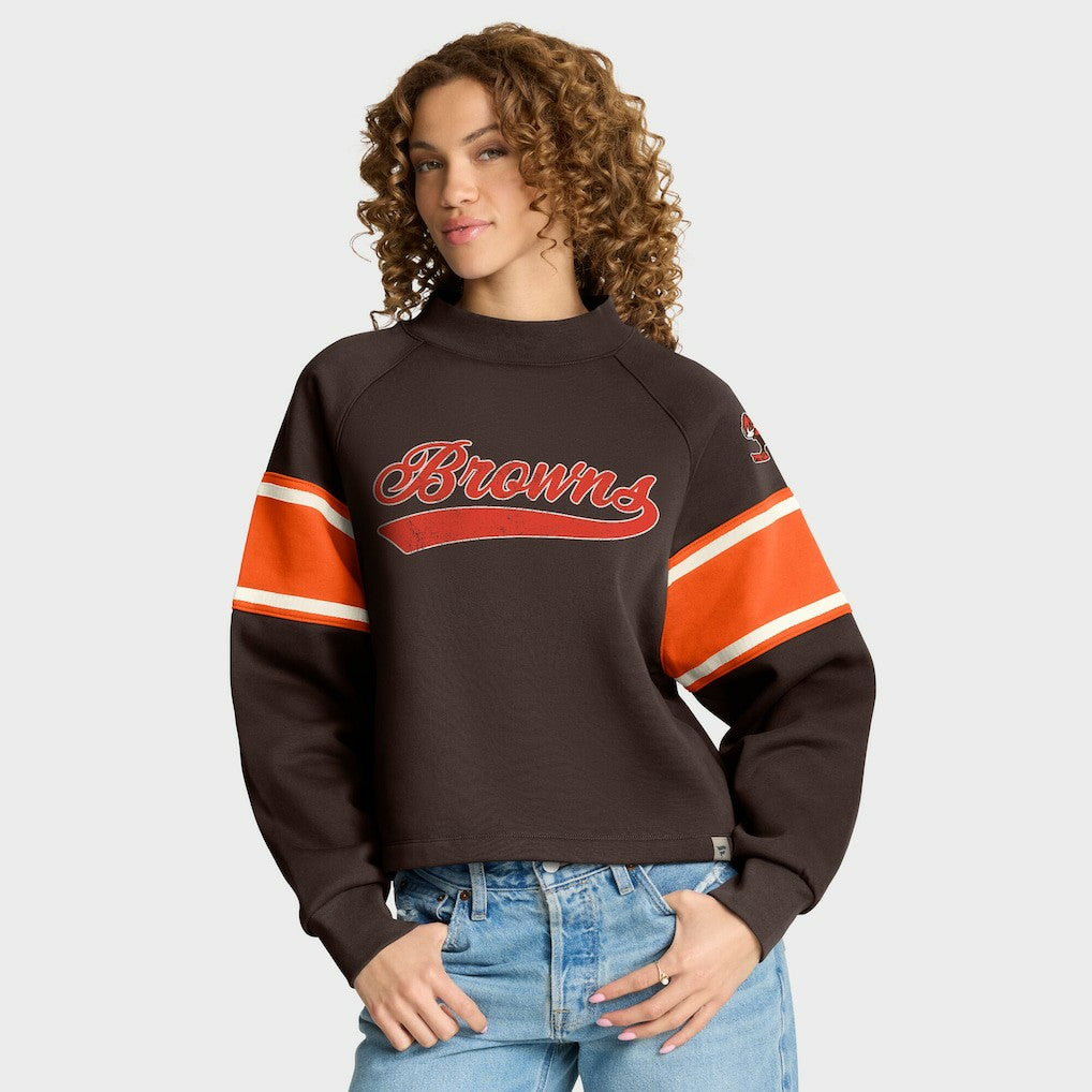 Cleveland Browns Fanatics Oversized Hometown Toss Sweep Mock Neck Pullover
