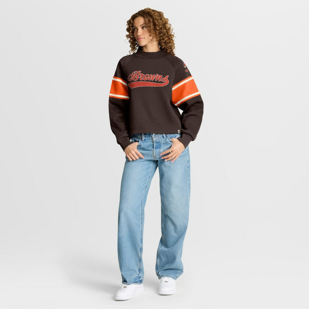 Cleveland Browns Fanatics Oversized Hometown Toss Sweep Mock Neck Pullover