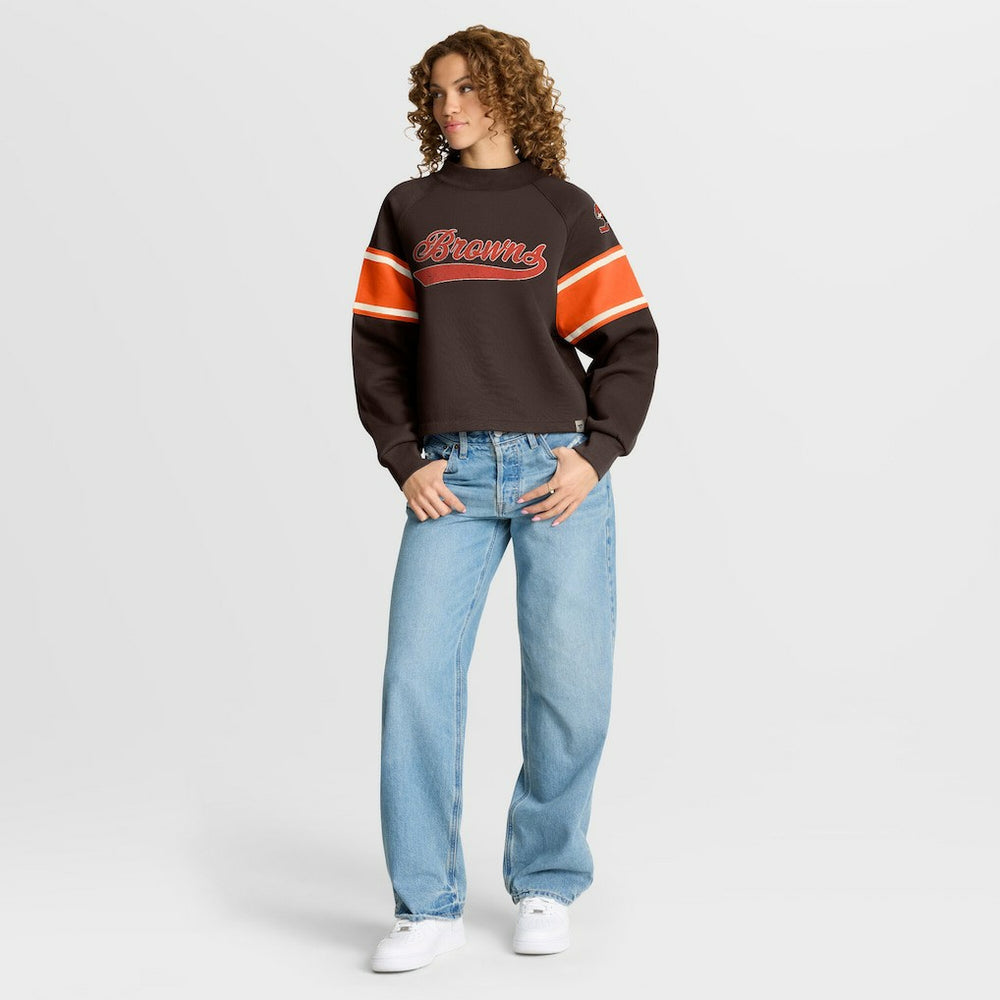 Cleveland Browns Fanatics Oversized Hometown Toss Sweep Mock Neck Pullover