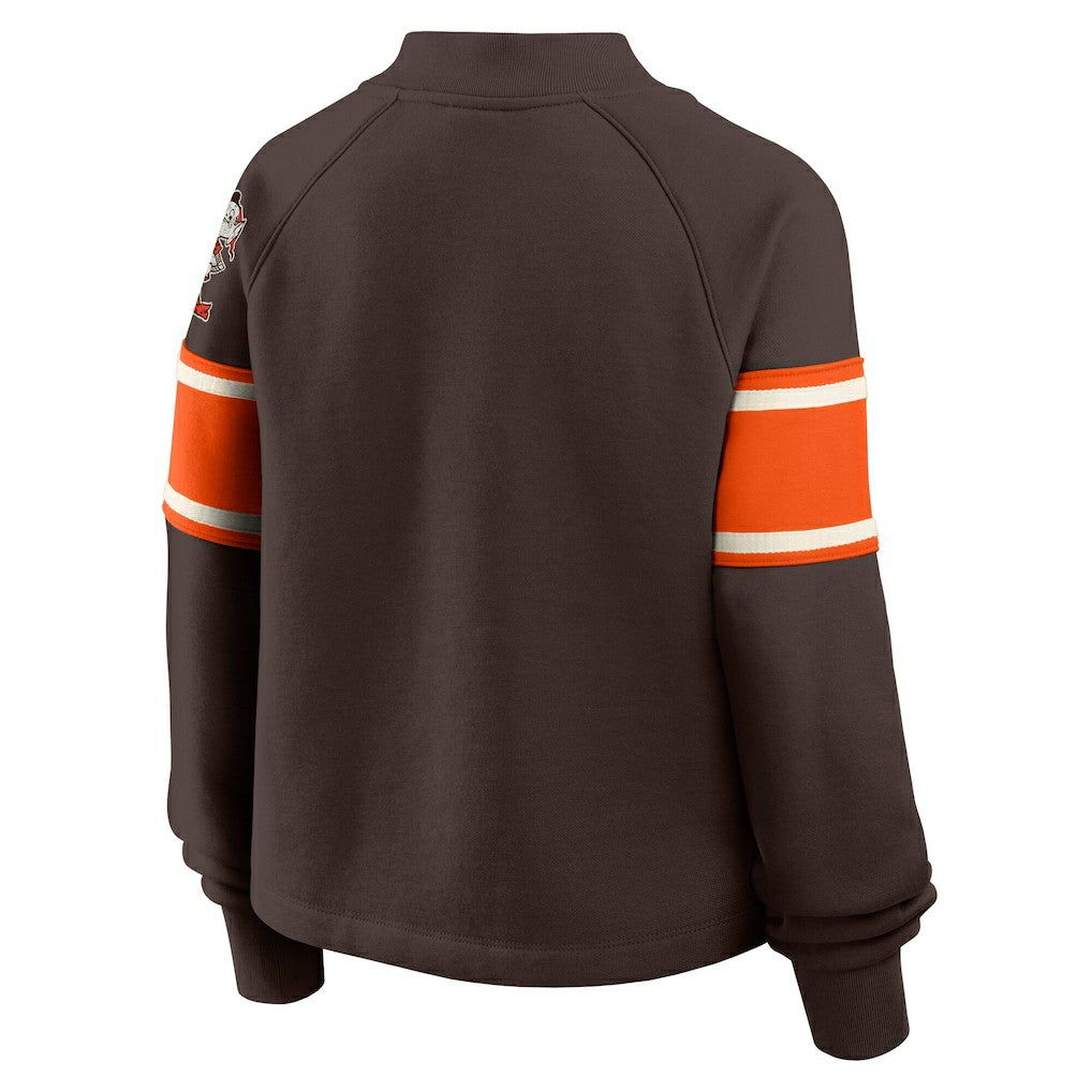 Cleveland Browns Fanatics Oversized Hometown Toss Sweep Mock Neck Pullover