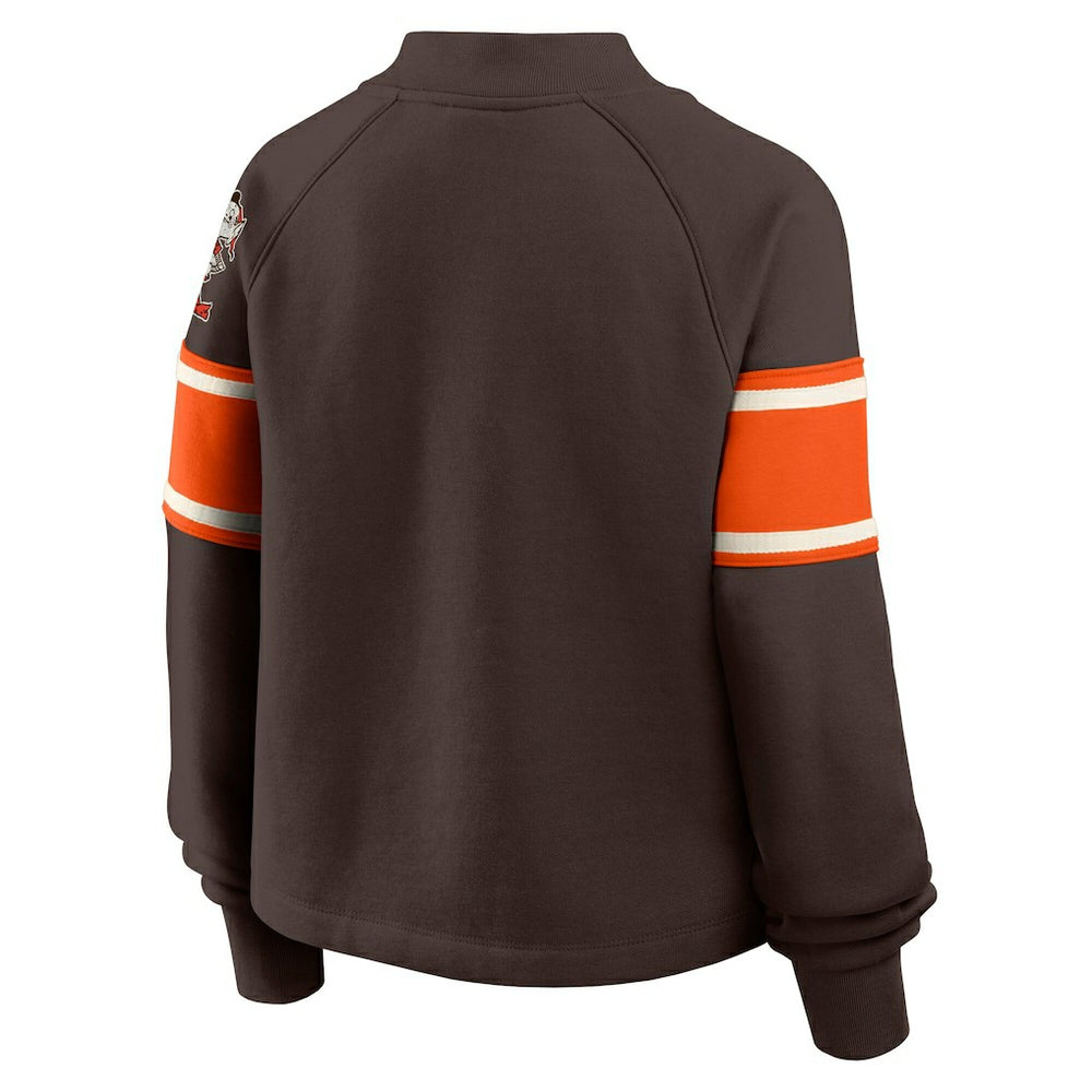 Cleveland Browns Fanatics Oversized Hometown Toss Sweep Mock Neck Pullover