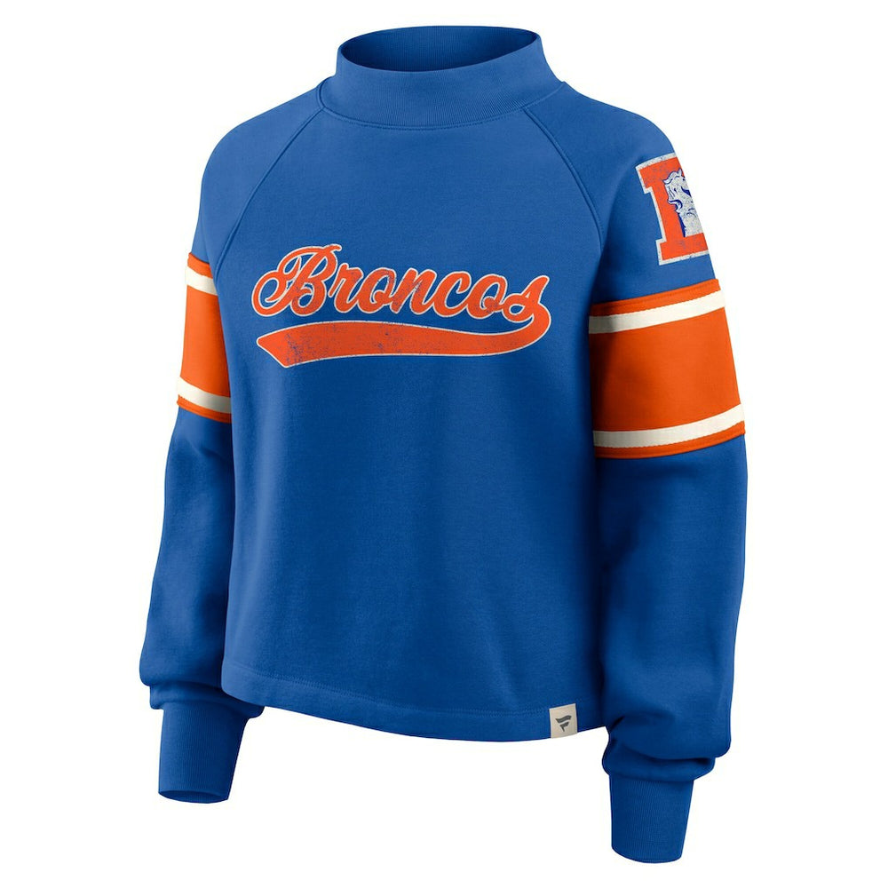 Denver Broncos Fanatics Oversized Hometown Toss Sweep Mock Neck Pullover