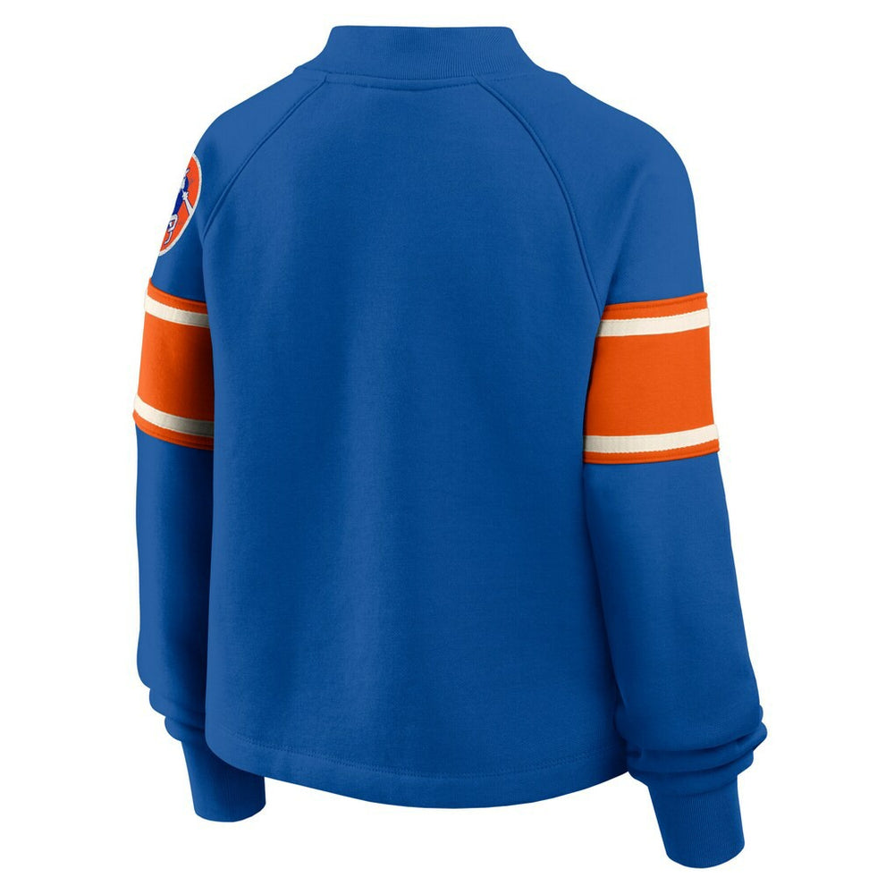 Denver Broncos Fanatics Oversized Hometown Toss Sweep Mock Neck Pullover