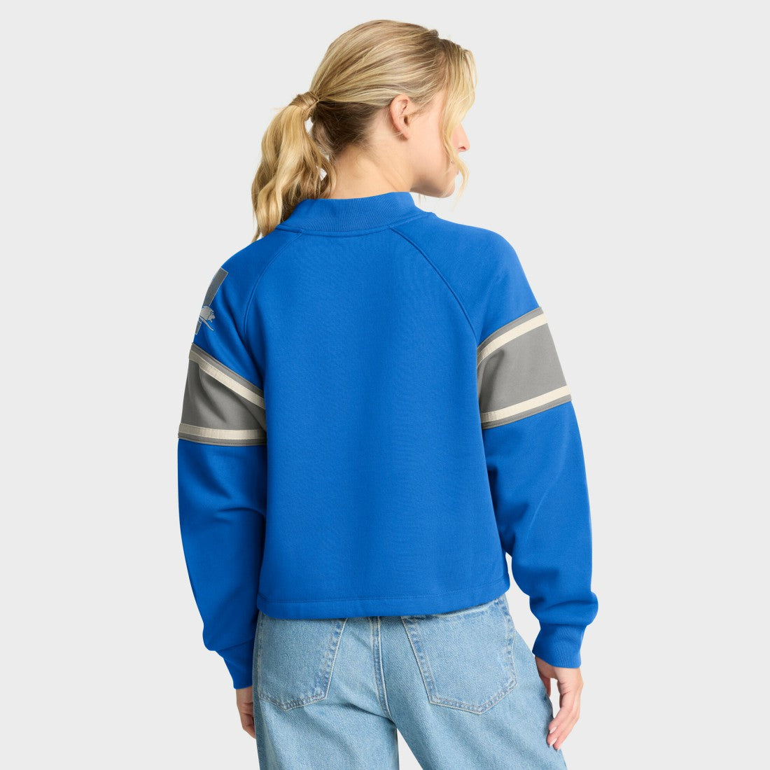 Detroit Lions Fanatics Oversized Hometown Toss Sweep Mock Neck Pullover