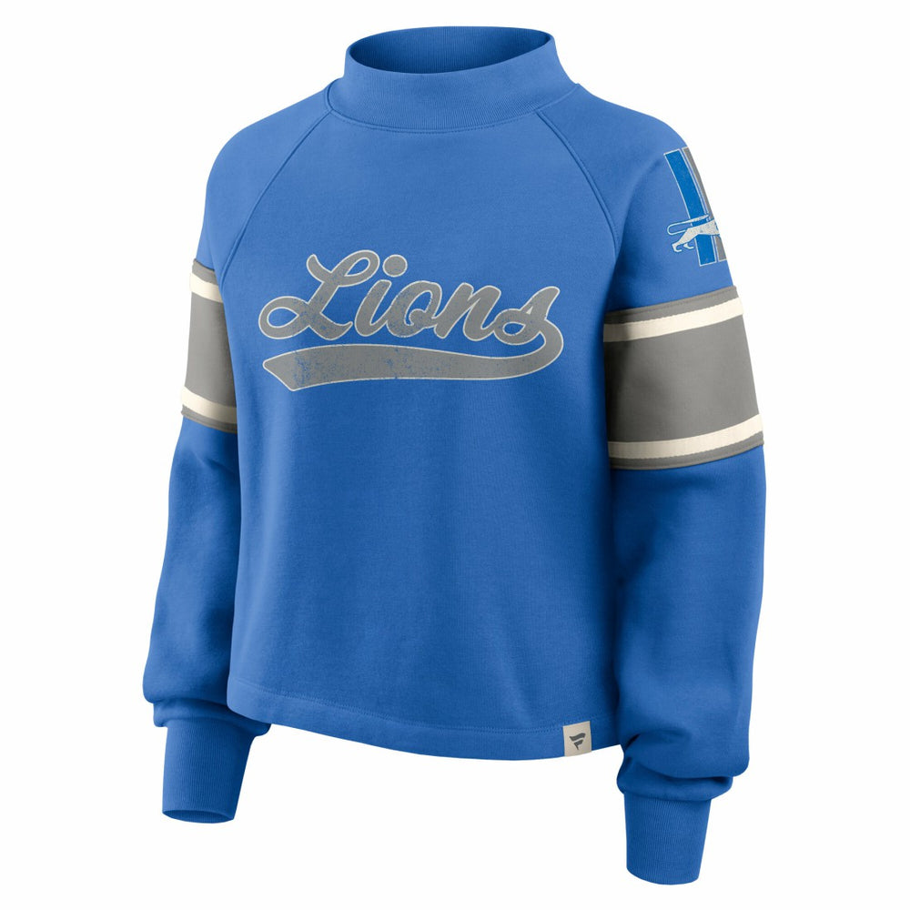 Detroit Lions Fanatics Oversized Hometown Toss Sweep Mock Neck Pullover