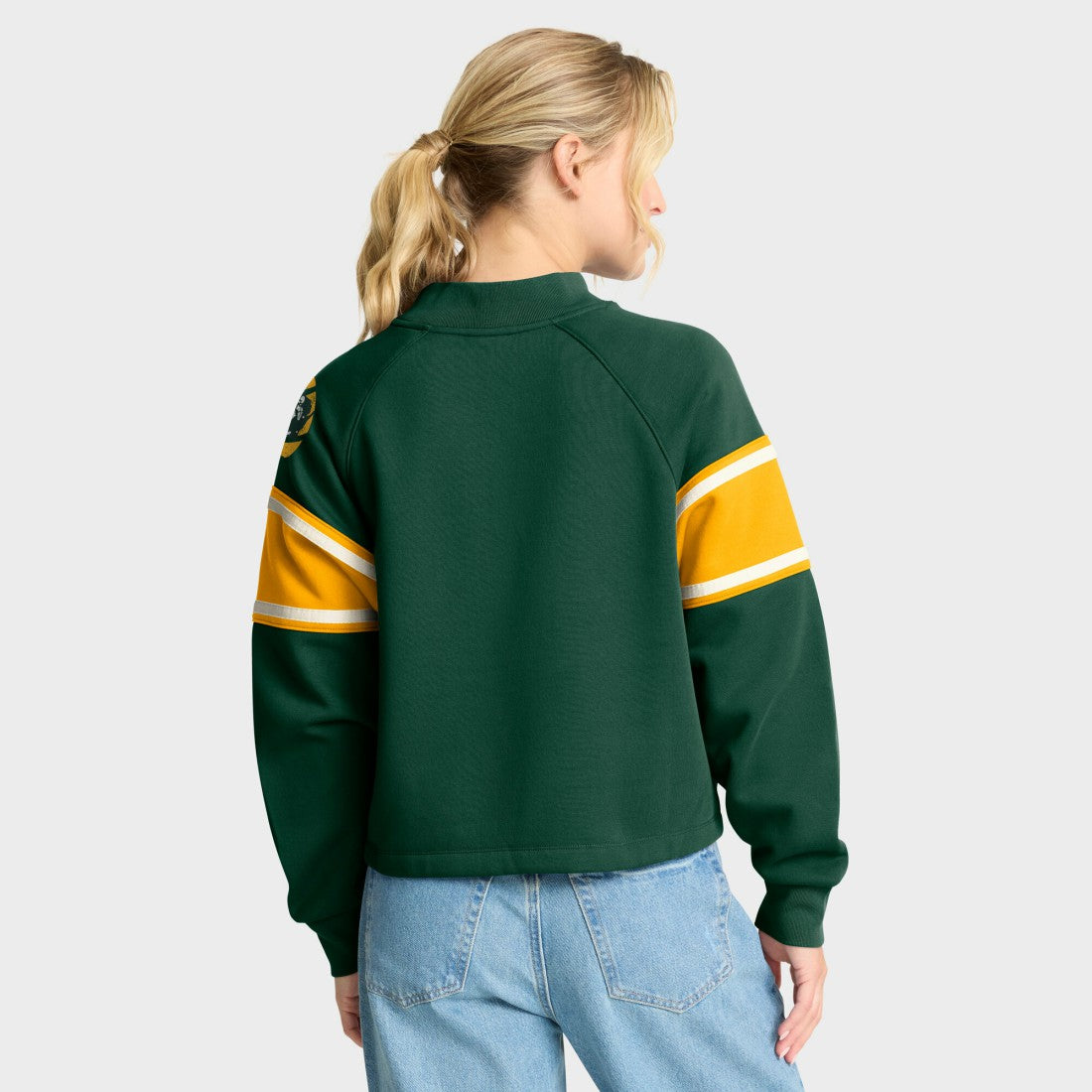 Green Bay Packers Fanatics Oversized Hometown Toss Sweep Mock Neck Pullover
