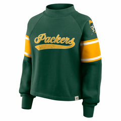 Green Bay Packers Fanatics Oversized Hometown Toss Sweep Mock Neck Pullover