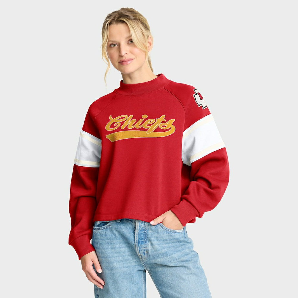 Kansas City Chiefs Fanatics Oversized Hometown Toss Sweep Mock Neck Pullover