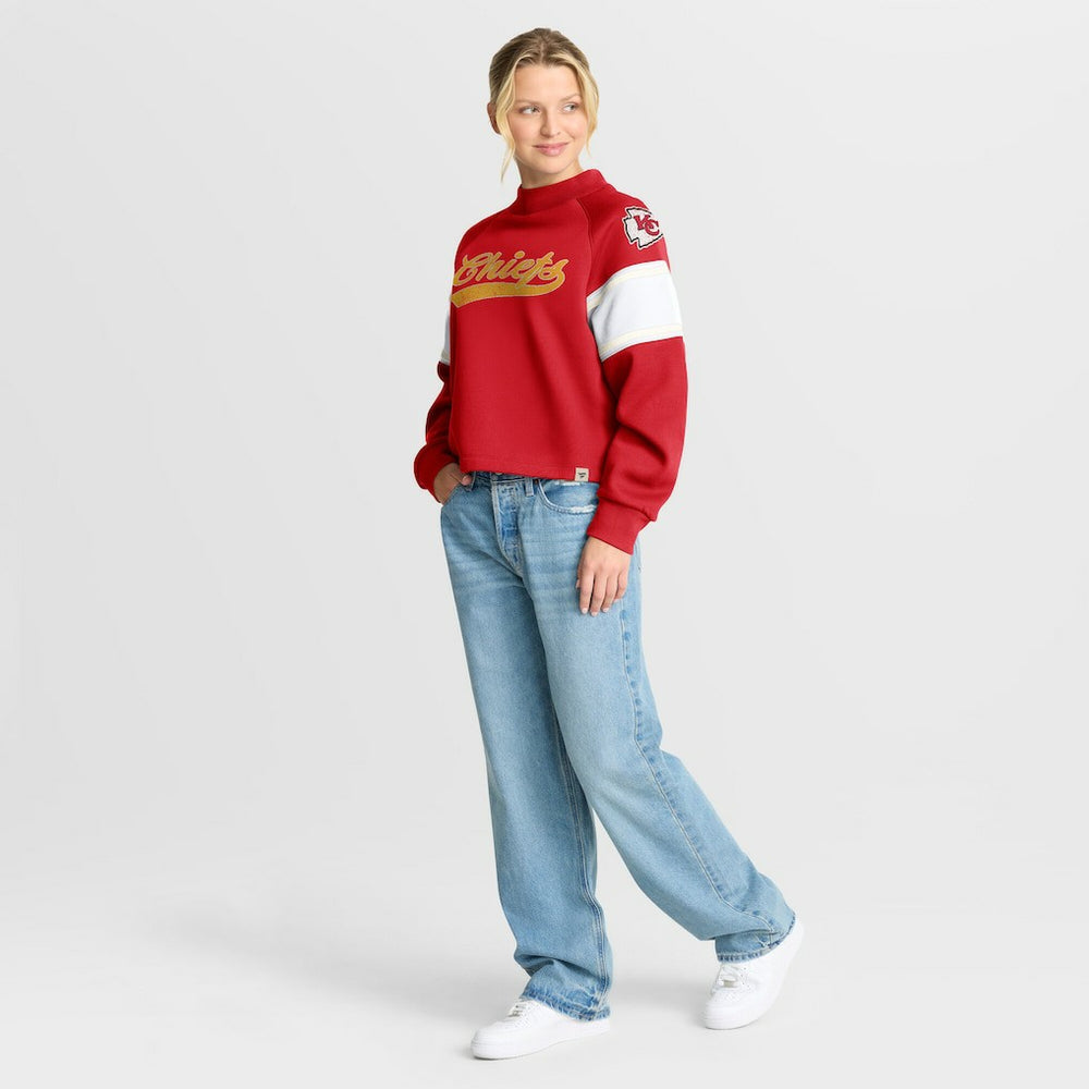 Kansas City Chiefs Fanatics Oversized Hometown Toss Sweep Mock Neck Pullover