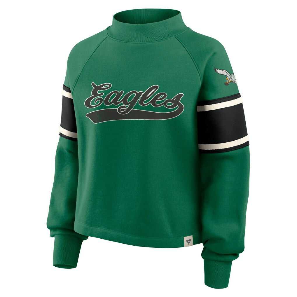 Philadelphia Eagles Fanatics Oversized Hometown Toss Sweep Mock Neck Pullover