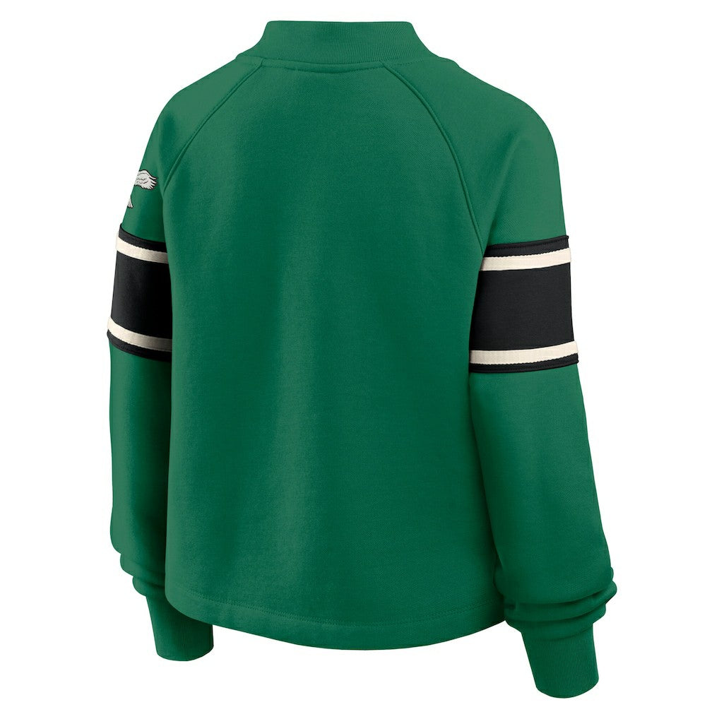 Philadelphia Eagles Fanatics Oversized Hometown Toss Sweep Mock Neck Pullover