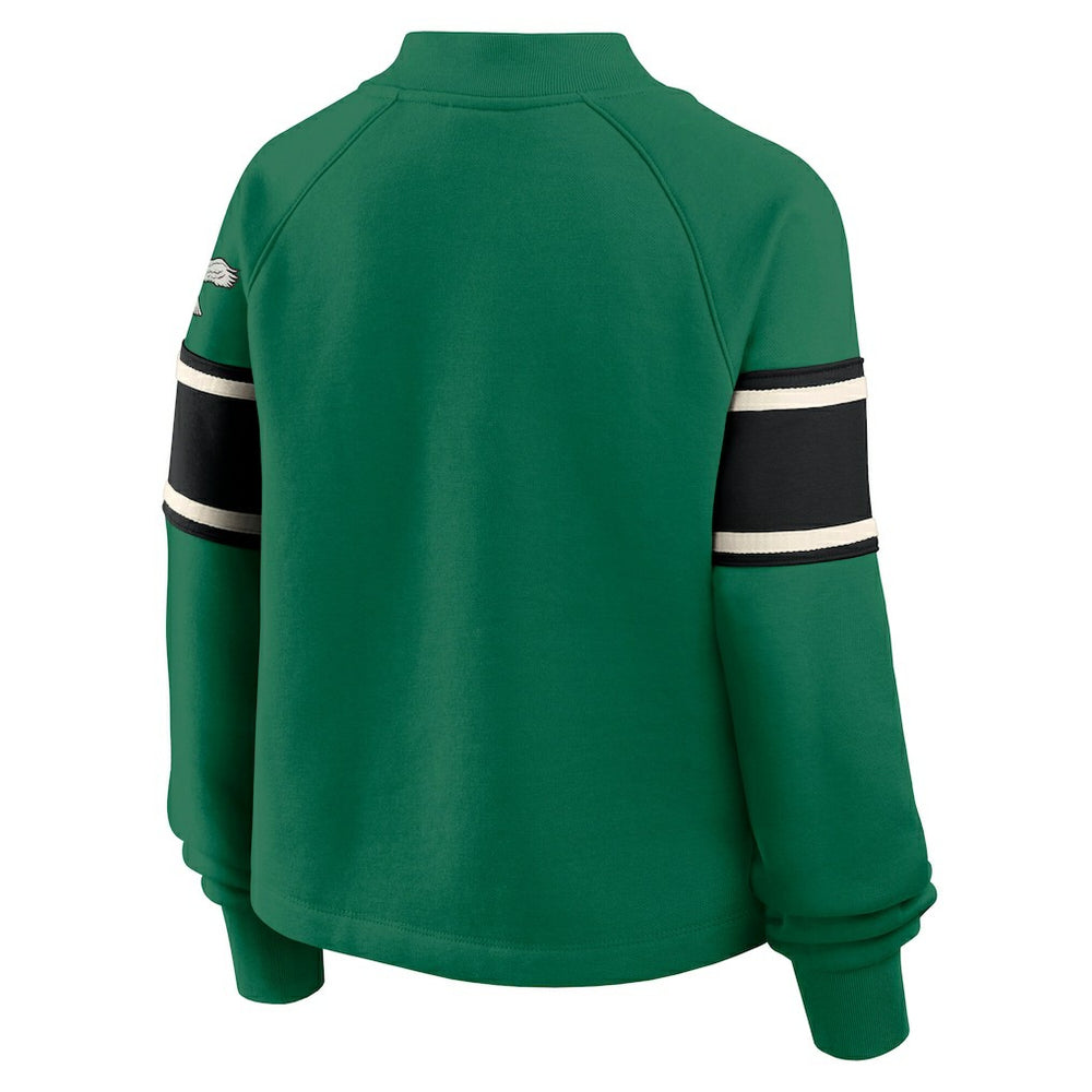 Philadelphia Eagles Fanatics Oversized Hometown Toss Sweep Mock Neck Pullover