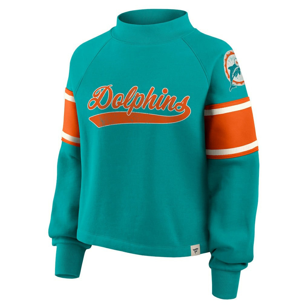 Miami Dolphins Fanatics Oversized Hometown Toss Sweep Mock Neck Pullover
