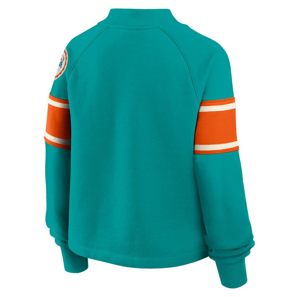 Miami Dolphins Fanatics Oversized Hometown Toss Sweep Mock Neck Pullover