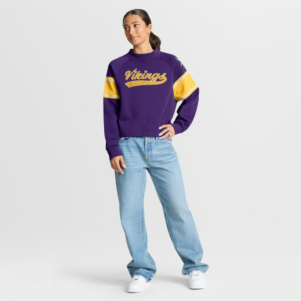 Minnesota Vikings Fanatics Oversized Hometown Toss Sweep Mock Neck Pullover