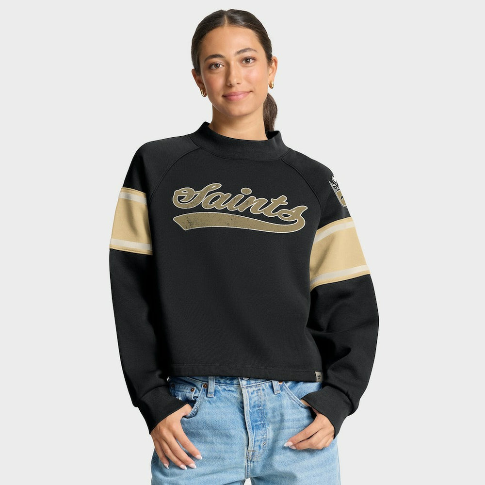 New Orleans Saints Fanatics Oversized Hometown Toss Sweep Mock Neck Pullover