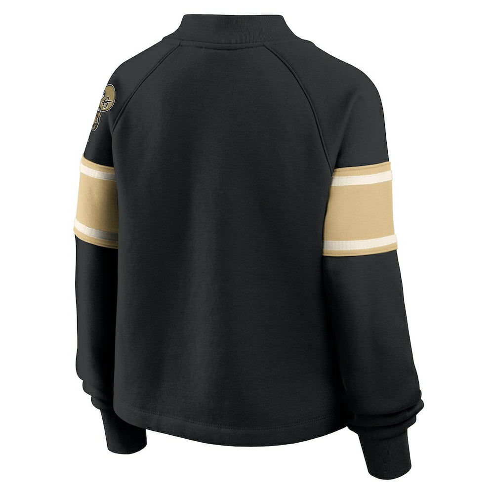 New Orleans Saints Fanatics Oversized Hometown Toss Sweep Mock Neck Pullover