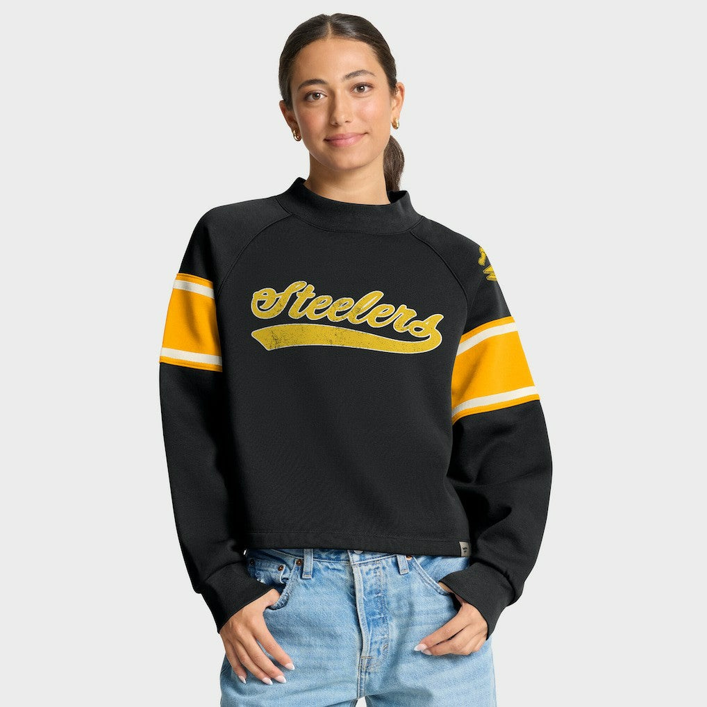 Pittsburgh Steelers Fanatics Oversized Hometown Toss Sweep Mock Neck Pullover