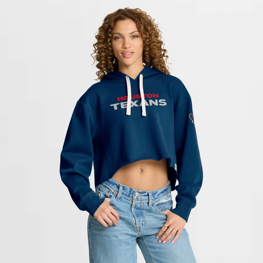 Houston Texans Fanatics Women's Oversized Hometown Heritage Cropped Hoodie
