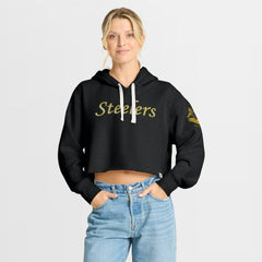 Pittsburgh Steelers Fanatics Women's Oversized Hometown Heritage Cropped Hoodie