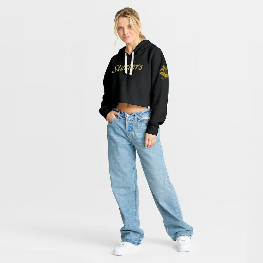 Pittsburgh Steelers Fanatics Women's Oversized Hometown Heritage Cropped Hoodie