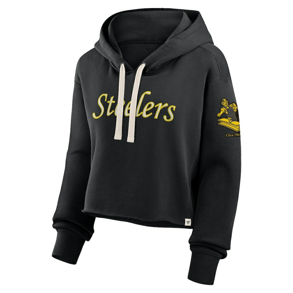 Pittsburgh Steelers Fanatics Women's Oversized Hometown Heritage Cropped Hoodie