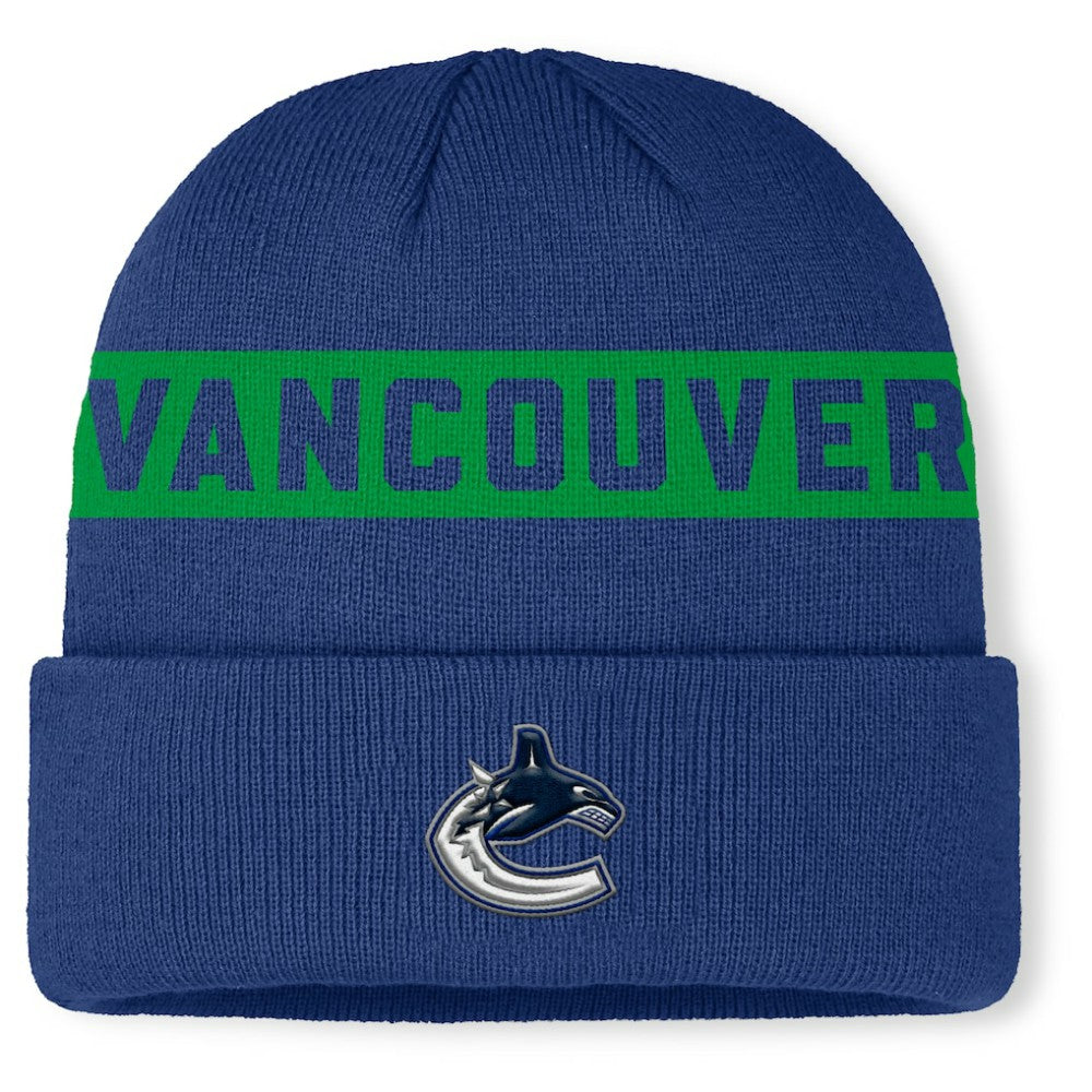 Vancouver Canucks Fanatics Authentic Pro Rink Cuffed Knit Hat Outlet