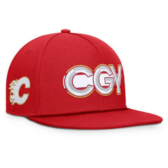 Calgary Flames Fanatics Authentic Pro Rink Team Code Snapback Hat Outlet