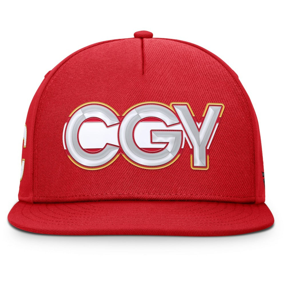Calgary Flames Fanatics Authentic Pro Rink Team Code Snapback Hat Outlet
