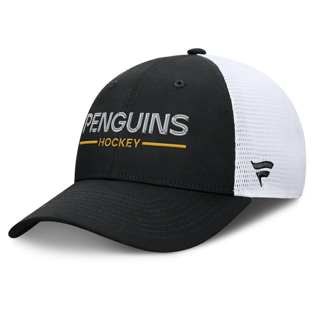 Pittsburgh Penguins Fanatics Authentic Pro Rink Lockup Adjustable Trucker Hat For Sale