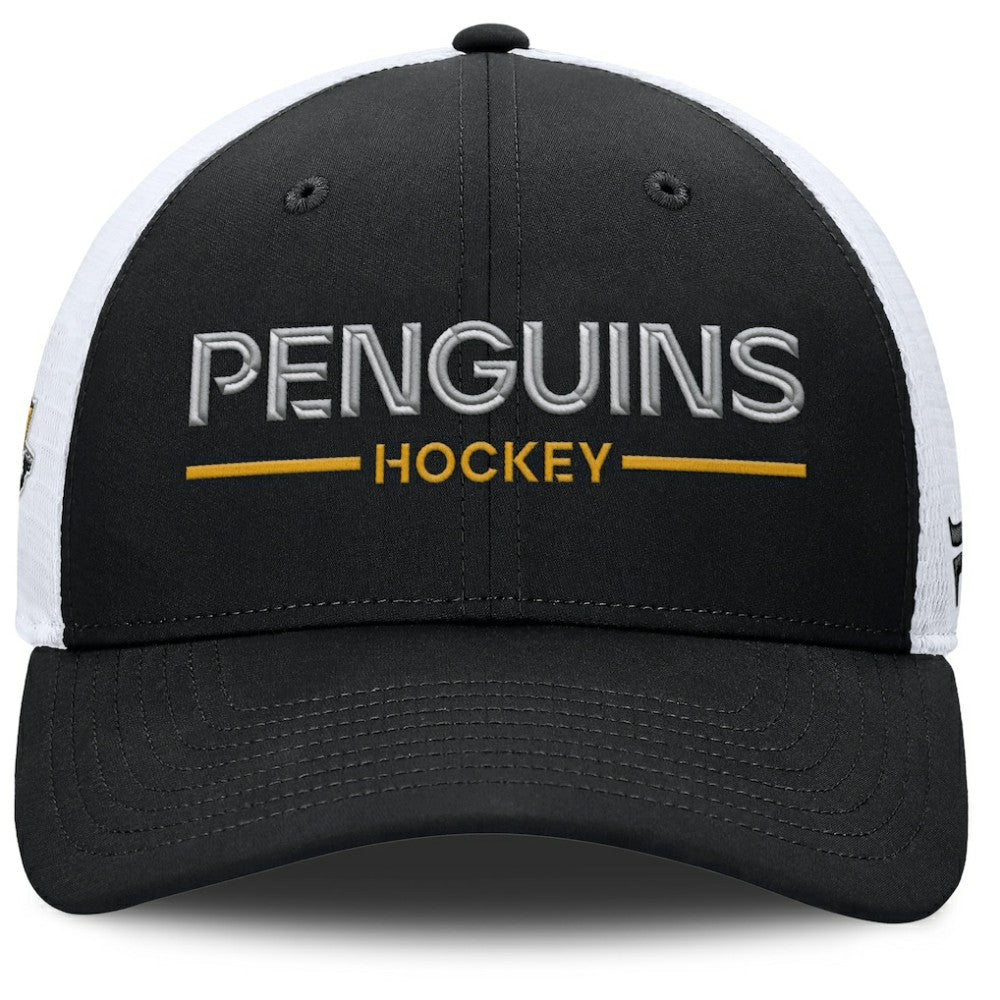Pittsburgh Penguins Fanatics Authentic Pro Rink Lockup Adjustable Trucker Hat For Sale