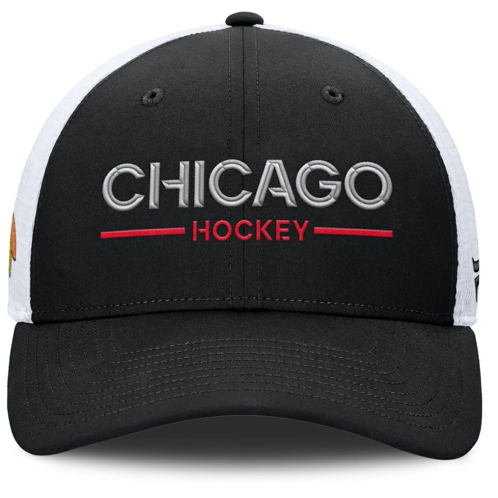 Chicago Blackhawks Fanatics Authentic Pro Rink Lockup Adjustable Trucker Hat Sale