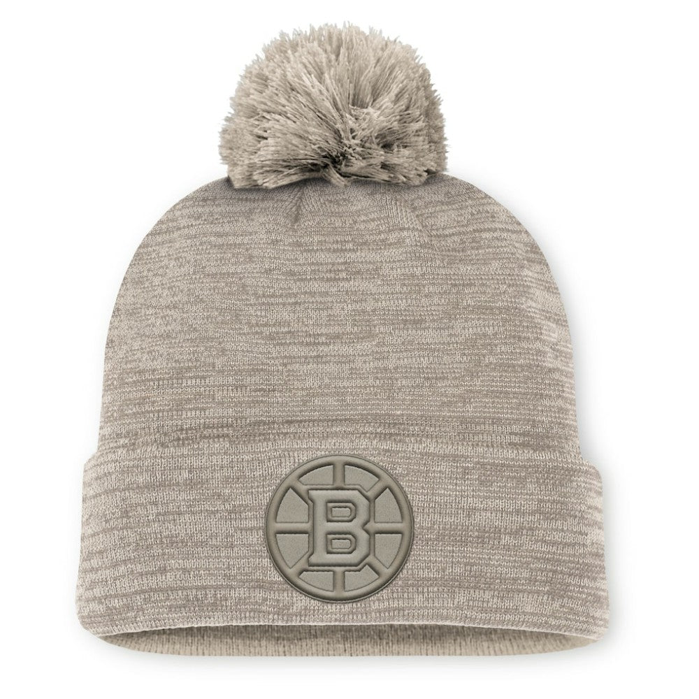Boston Bruins Fanatics Authentic Pro Road Cuffed Knit Hat with Pom On Sale