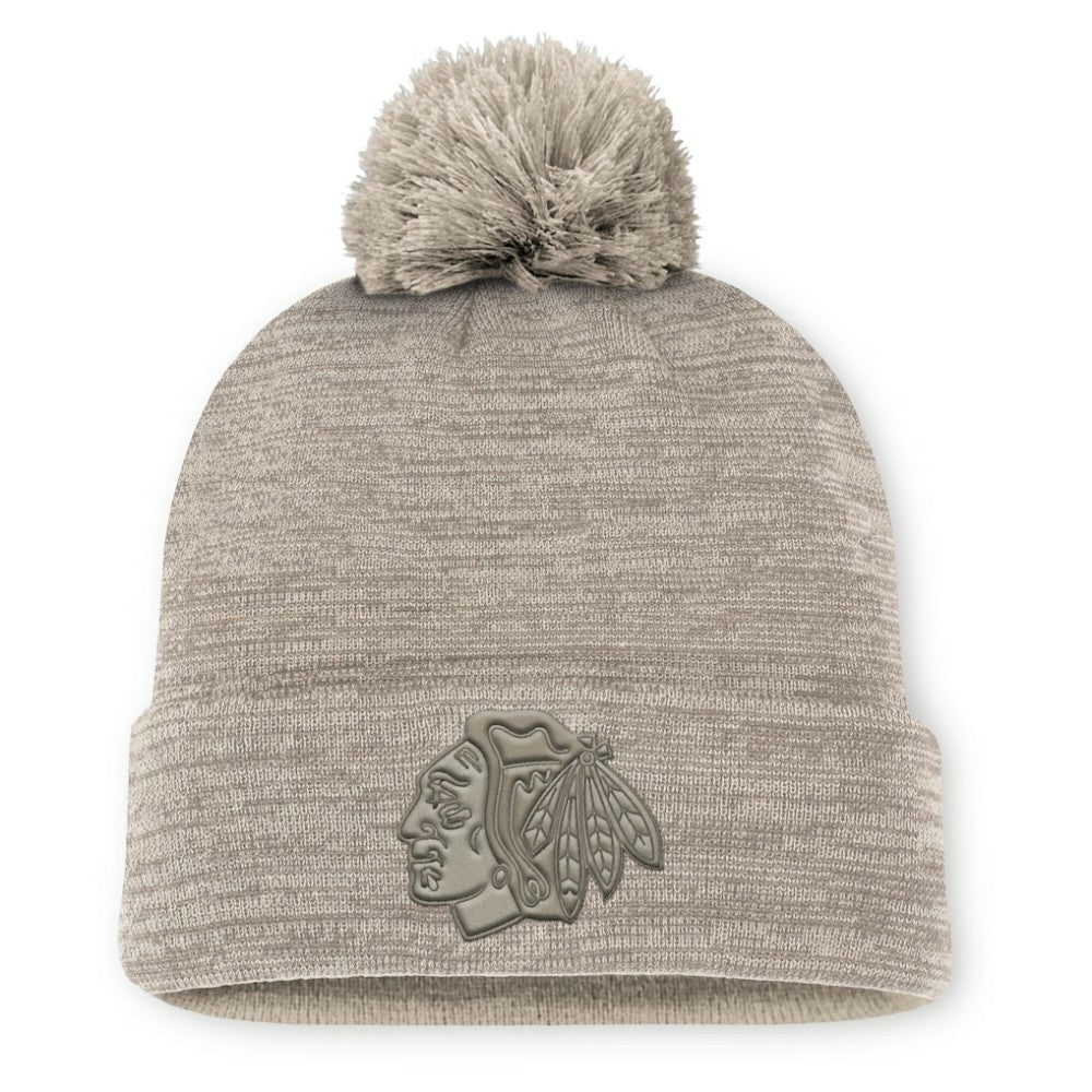 Chicago Blackhawks Fanatics Authentic Pro Road Cuffed Knit Hat with Pom Online