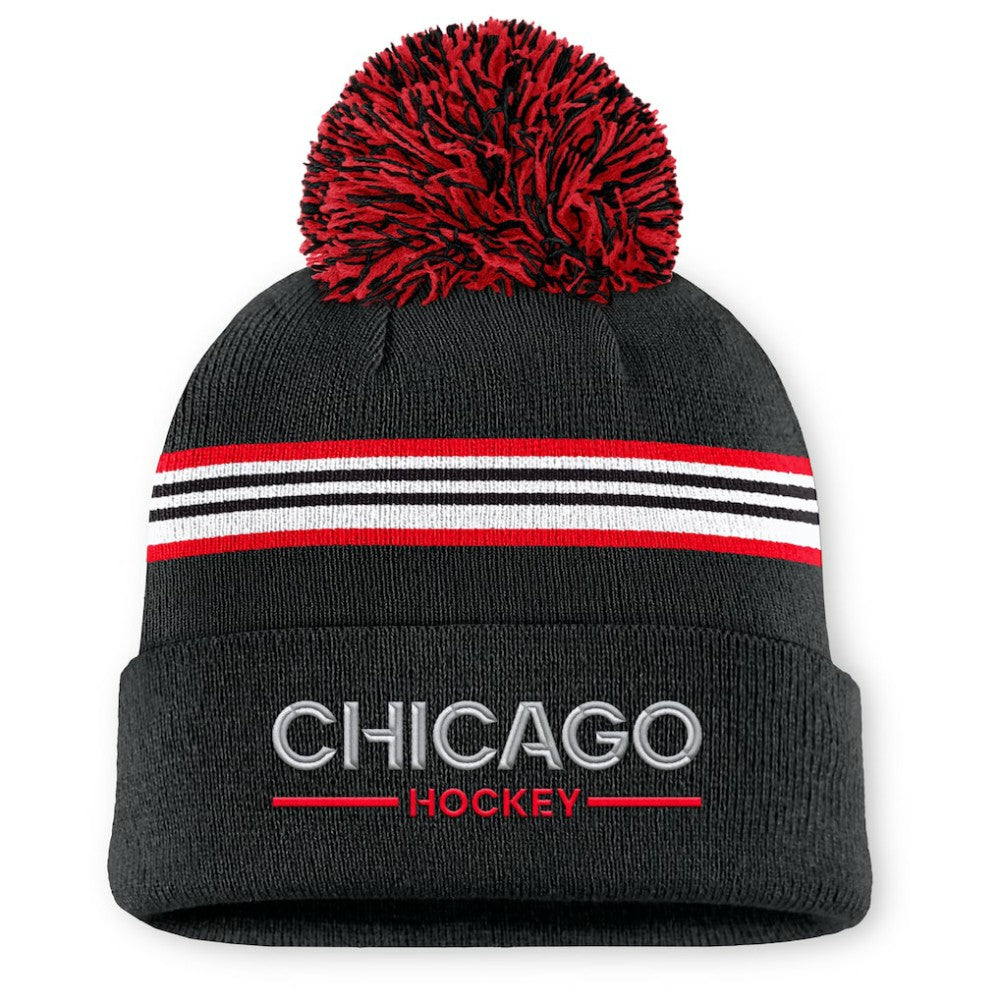 Chicago Blackhawks Fanatics Women's Authentic Pro Rink Cuffed Knit Hat with Pom Outlet