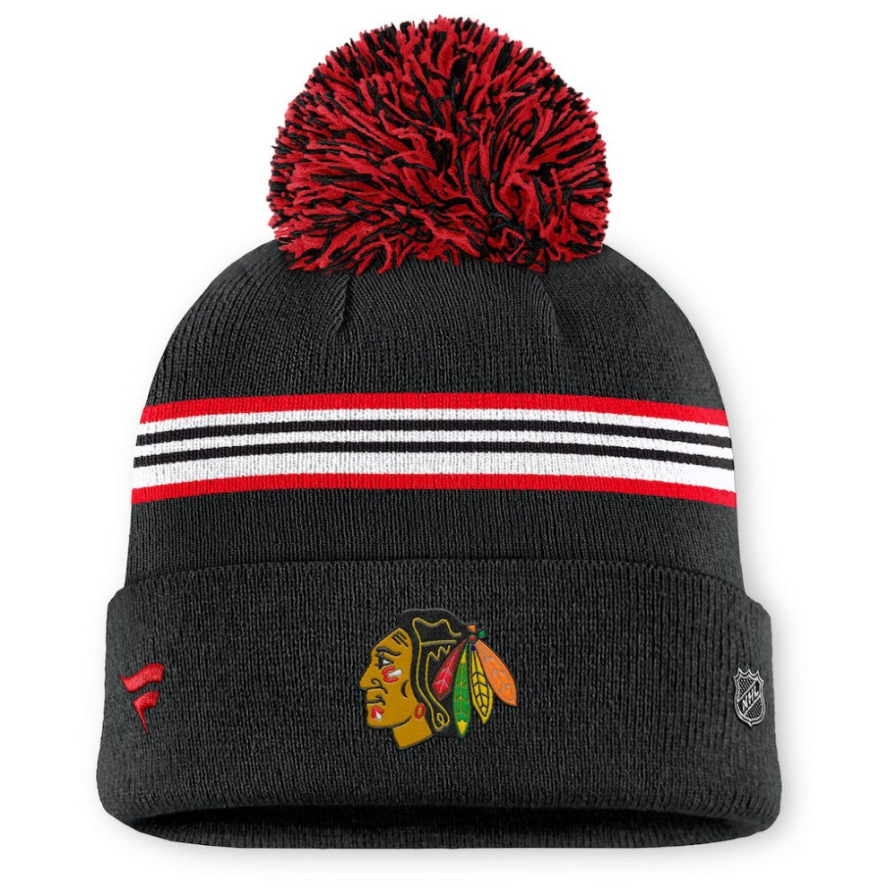 Chicago Blackhawks Fanatics Women's Authentic Pro Rink Cuffed Knit Hat with Pom Outlet
