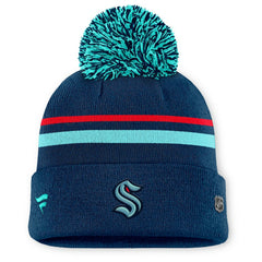 Seattle Kraken Fanatics Women's Authentic Pro Rink Cuffed Knit Hat with Pom Sale