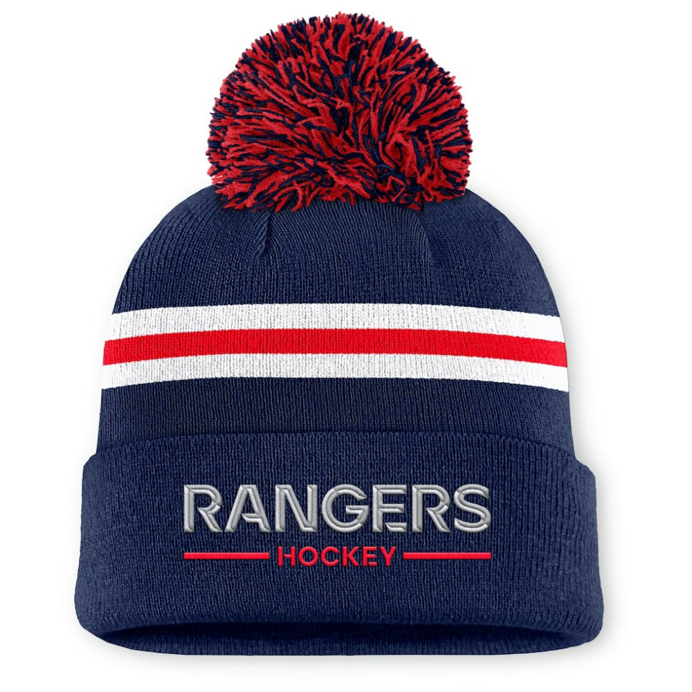 New York Rangers Fanatics Women's Authentic Pro Rink Cuffed Knit Hat with Pom Sale