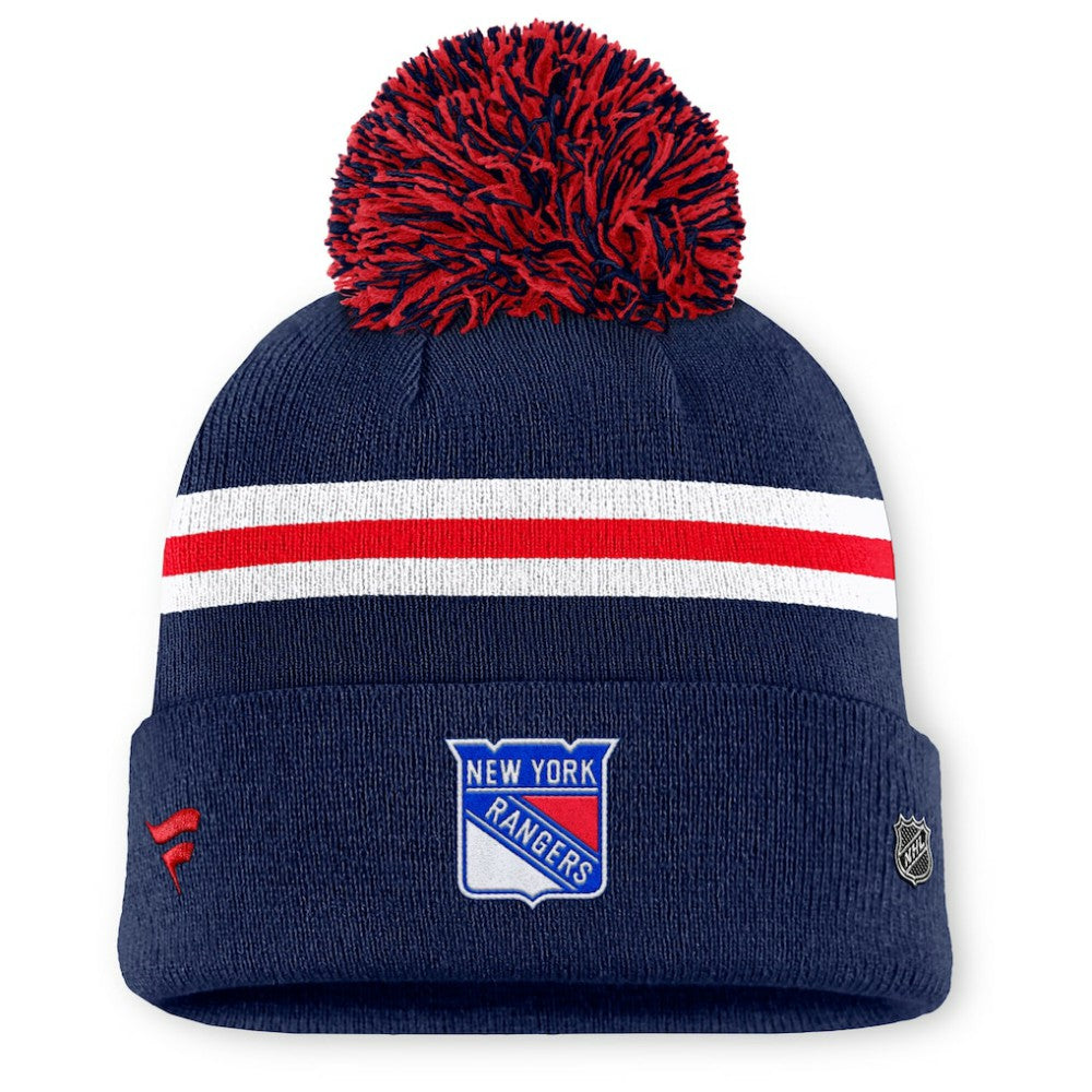 New York Rangers Fanatics Women's Authentic Pro Rink Cuffed Knit Hat with Pom Sale
